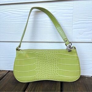 JW PEI Light Green Croc-Pattern Shoulder Bag